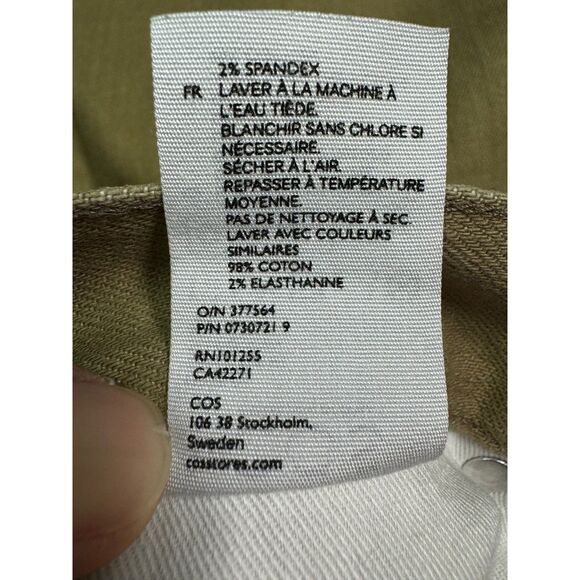 COS Mid-Rise Relaxed Fit Wide Leg Khaki Jeans, Button Fly, Sz 30 - Picture 9 of 9